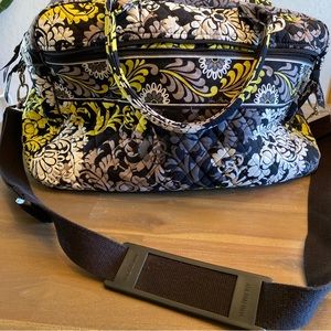 Vera Bradley Large Travel Duffel Bag Baroque Black Yellow Floral Quilt